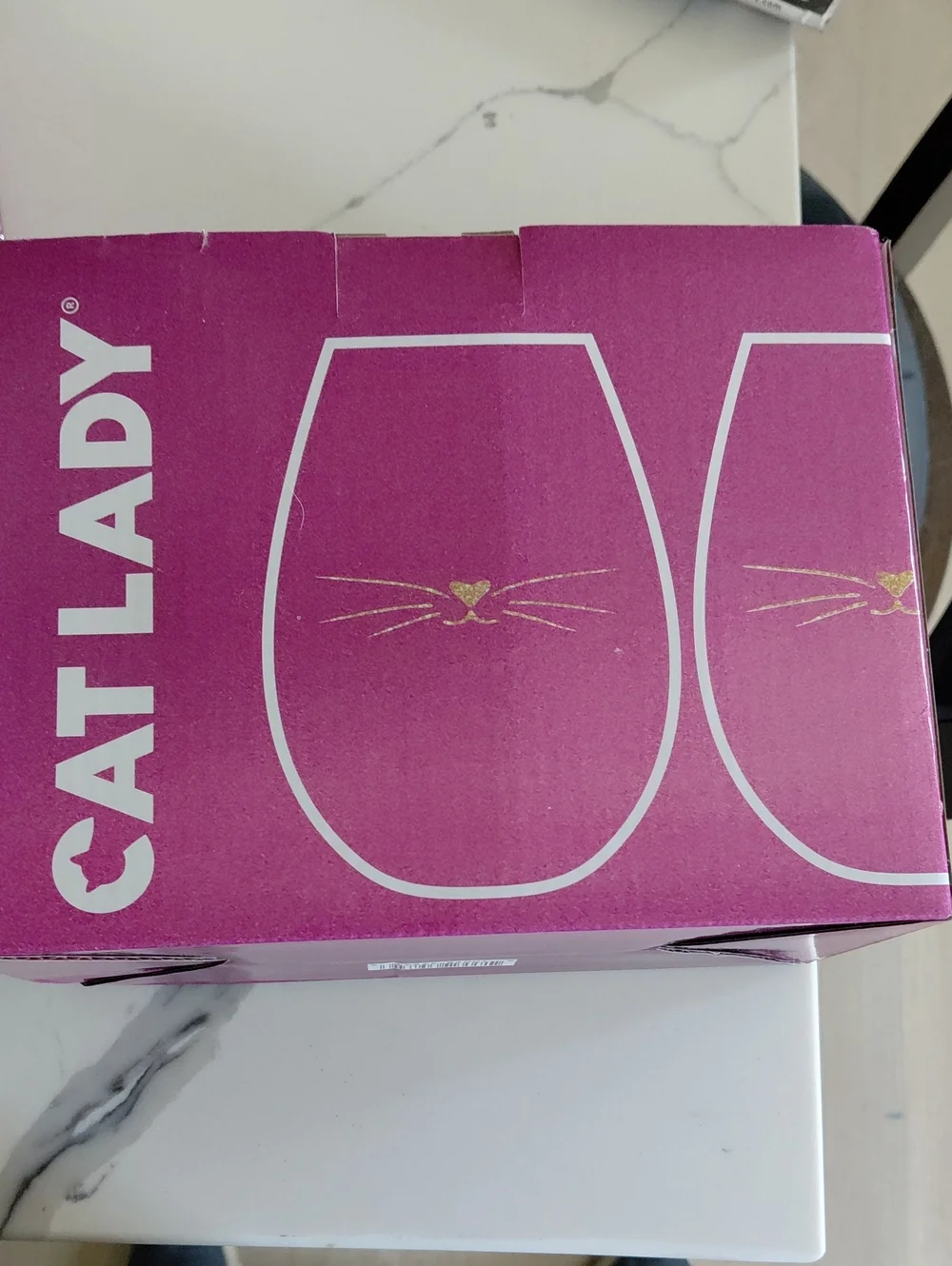 Cat Lady Pink Stemless Wine Glasses with Gold Cat Face Accent